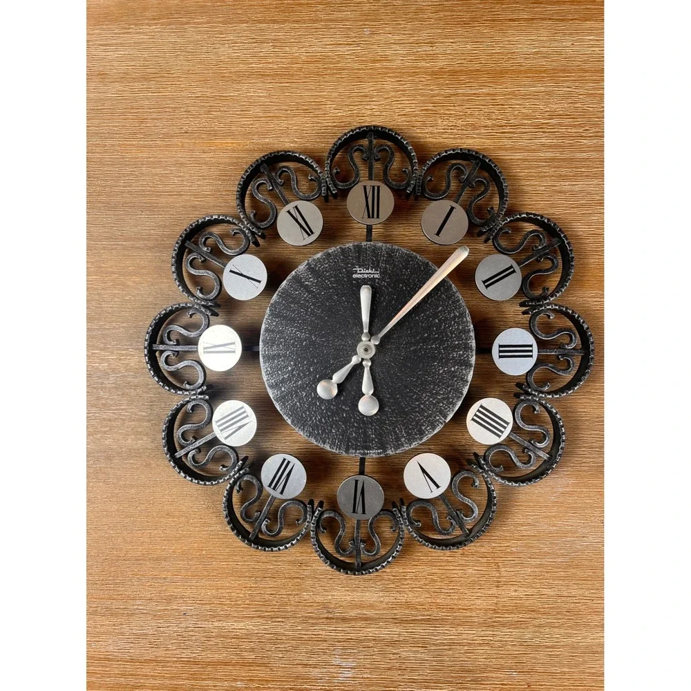 Vintage Diehl Electronic Wall Clock Germany MCM 60s 70s Roman Numeral WORKING